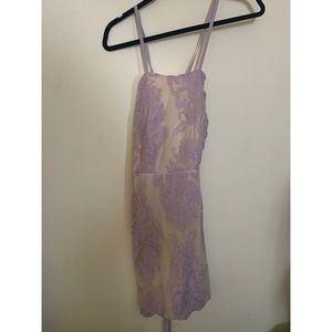 Lilac lace dress with lace up back detail